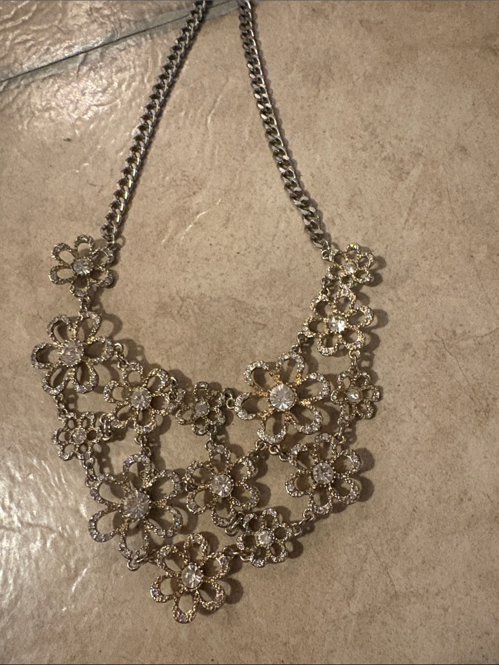 Gold-Tone Floral Crystal Statement Necklace - Women Jewelry